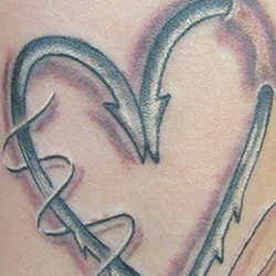 Tattoo of fish hook heart