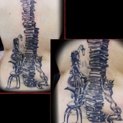Tattoo of a stack of books