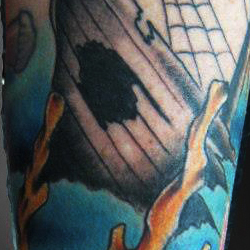 Tattoo of ship wrecked