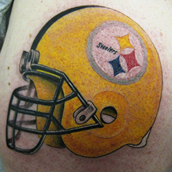 Tattoo of Steelers Helmet